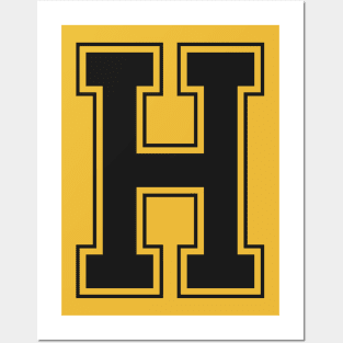 Monogram Black Yellow College House Initial H Posters and Art